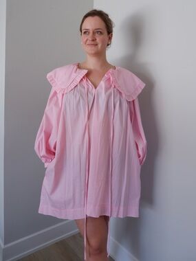 Eliza Faulkner Pink Sawyer Mini Dress
with Oversized Ruffle Collar - M/L